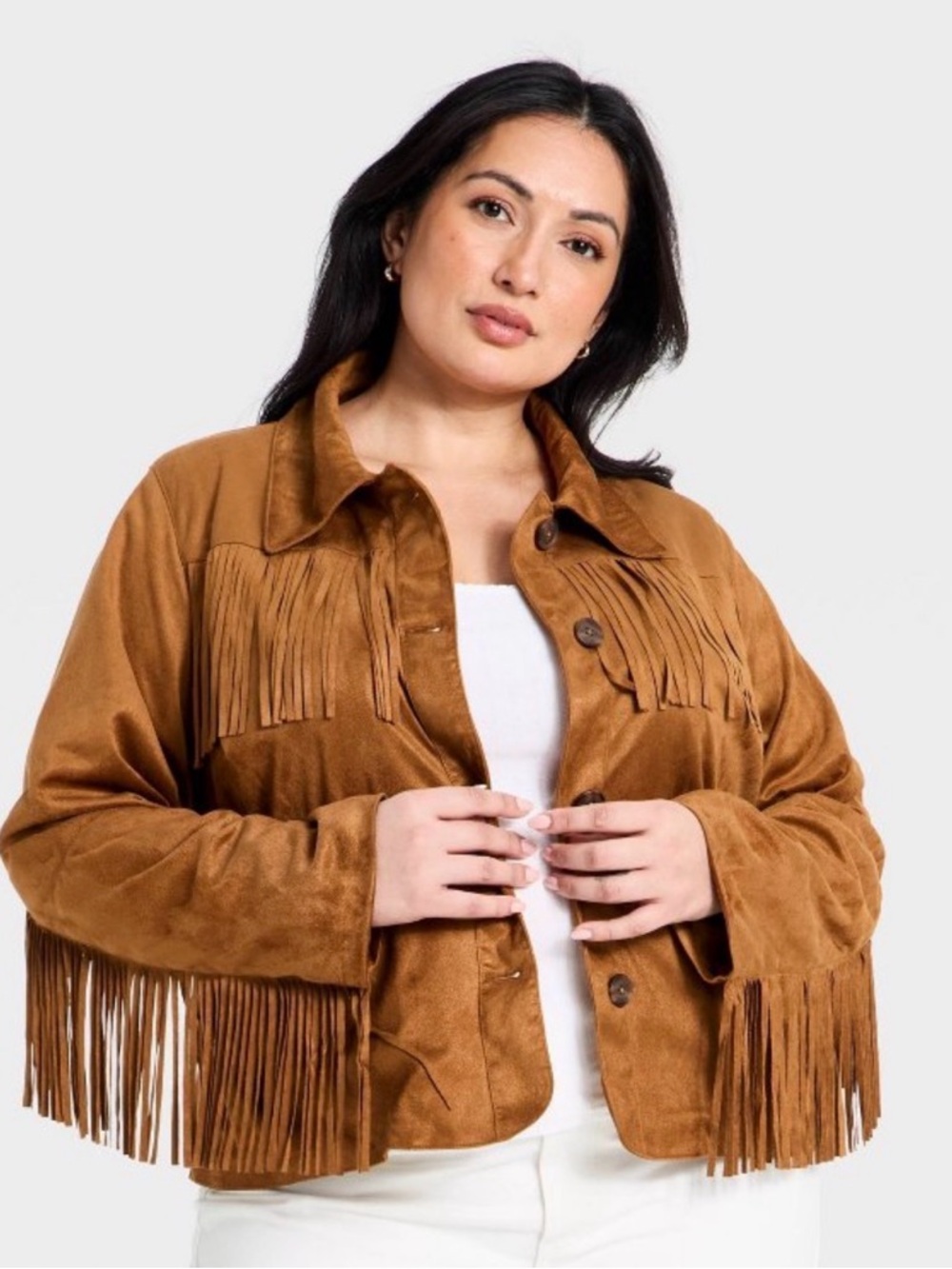 Women’s Wester Fringe Faux Suede Fashion Jacket - Universal Thread